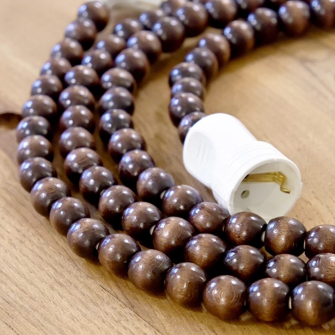 Ahşap Boncuklu Bohem İç Mekan Uzatma Kablosu (Tekli Priz)