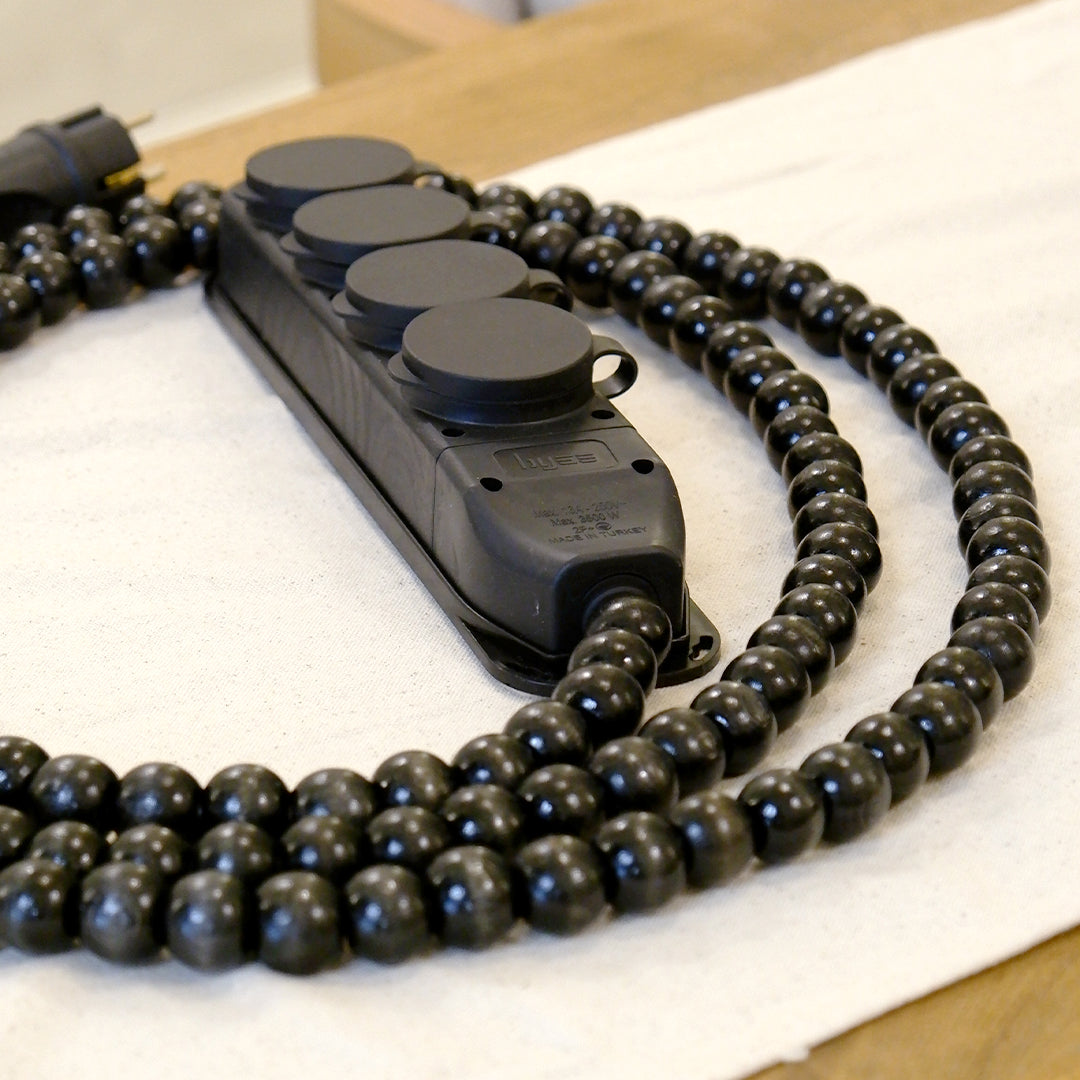 Ahşap Boncuklu Bohem Tasarım Uzatma Kablosu (4lü Priz)