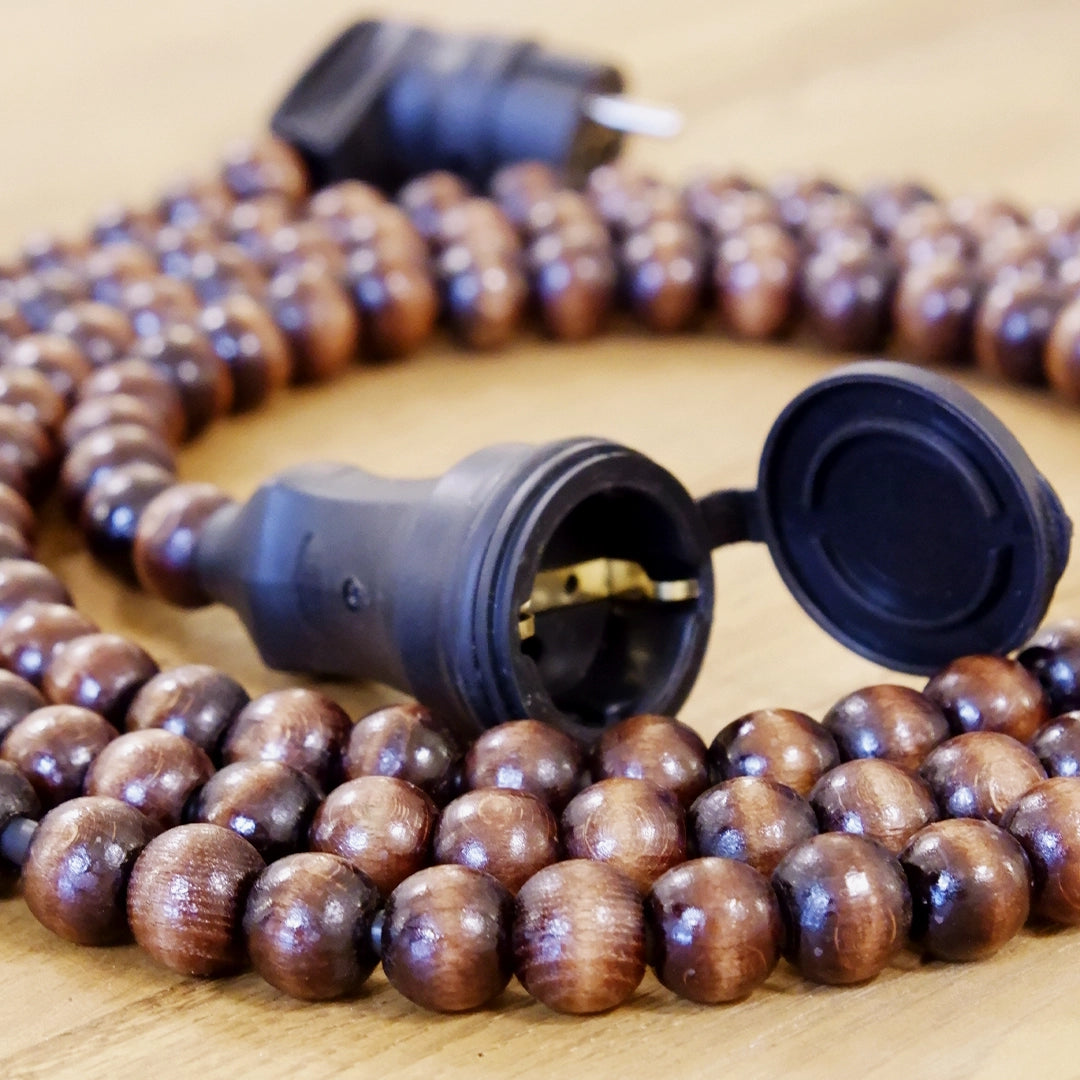 Ahşap Boncuklu Bohem Tasarım Uzatma Kablosu (Tekli Priz)